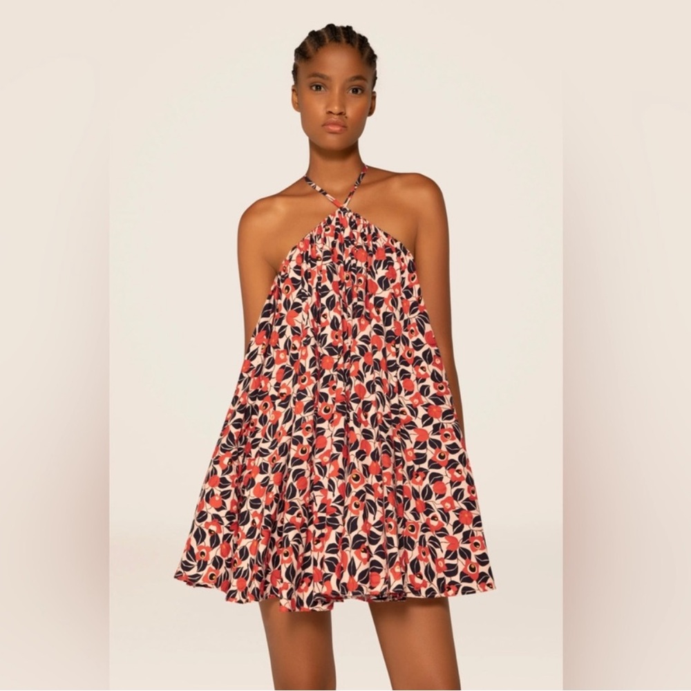 Agua by Agua Bendita Red and Black Halter Dress